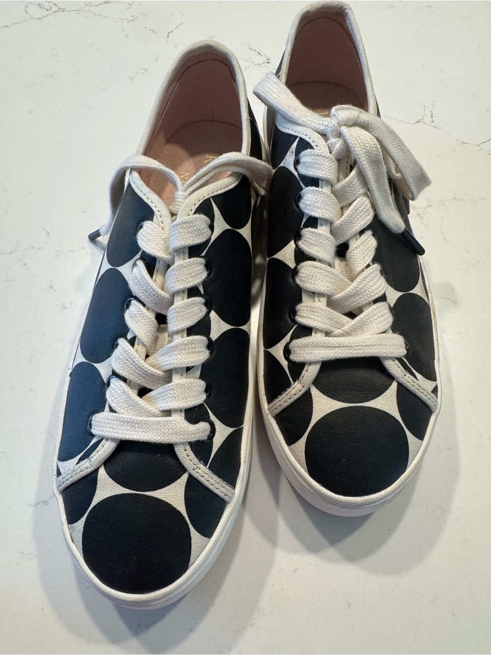 kate spade Black & White Polka Dot Lace-Up Sneakers